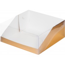 Короб картонный 235х235х100 золото с прозрачной крышкой